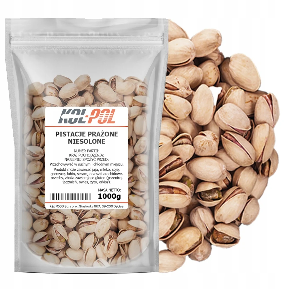PISTACJE PRAŻONE NIESOLONE 1kg Naturalne bez soli wysoka jakość Kol-Pol