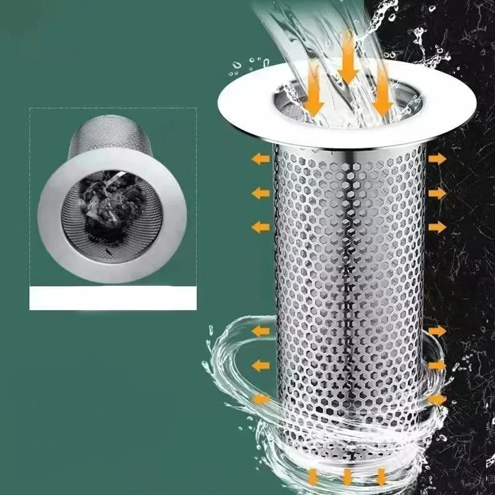 Edelstahl Abflusssieb Waschbecken Sieb Dusche Bodenablauf Filter Mesh Küchenspüle Sieb Haarfänger 5/5,5/6,5 cm