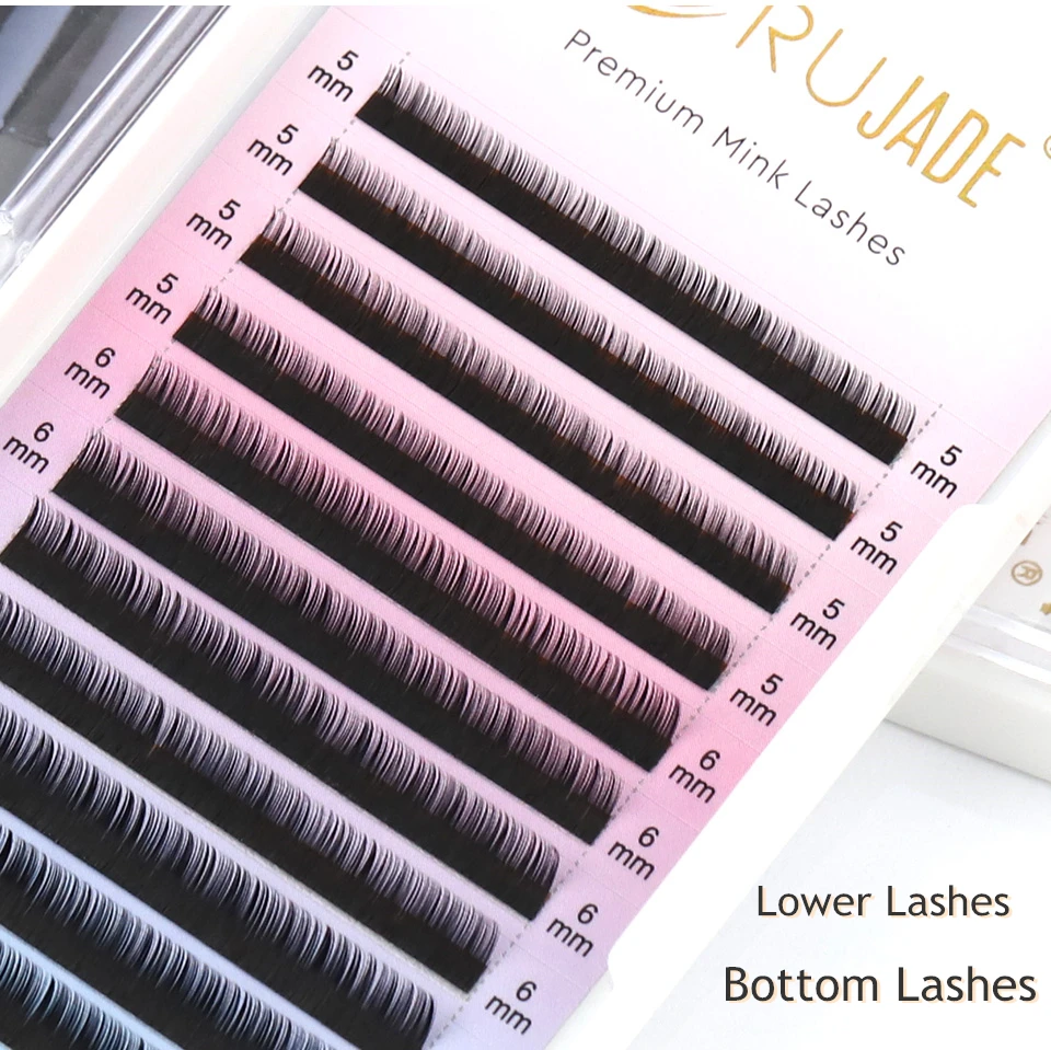 RUJADE pestañas inferiores 5mm 6mm 7mm 8mm tamaños cortos debajo de las pestañas pestañas inferiores extensión de pestañas postizas individuales naturales