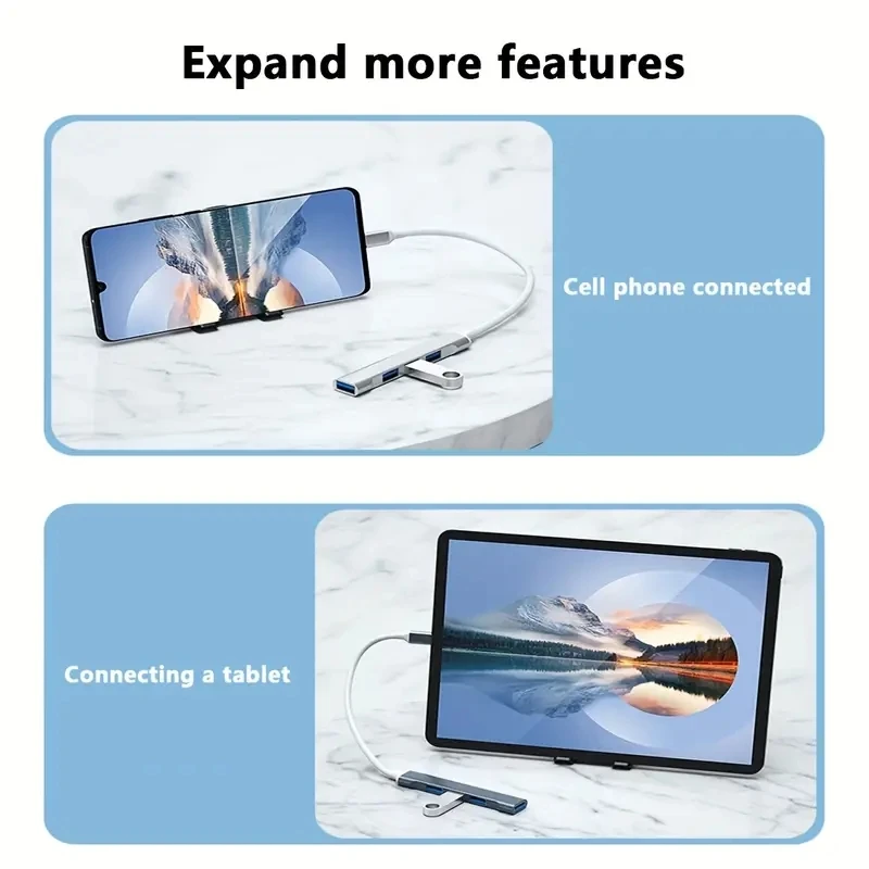 Extensor USB C tipo C, adaptador divisor de 4 puertos, estación de acoplamiento OTG para teléfono, Macbook Pro 13 15 Air, PC, ordenador portátil