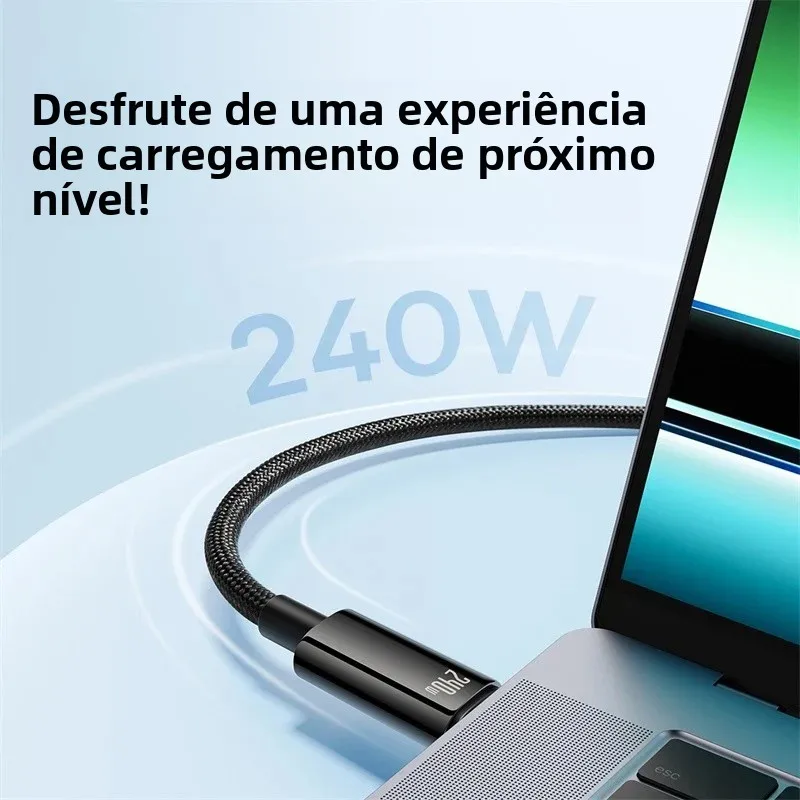 Baseus 240W USB C Cabo para iPhone 17 16 15 Plus Pro Max Supercharge para Macbook Carregador Rápido Tipo C Cabo para xiaomi Samsung