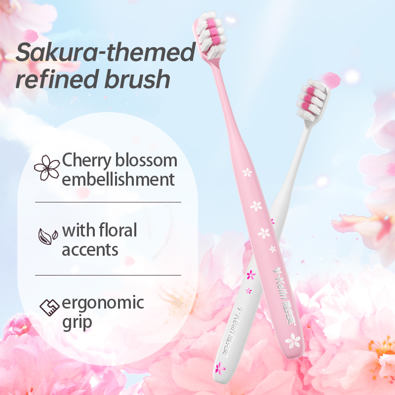 Зубная щетка Sakura с мягкой щетиной — милый дизайн для взрослых пар, ежедневное использование для чистки языка и межзубов, домашний уход за полостью рта