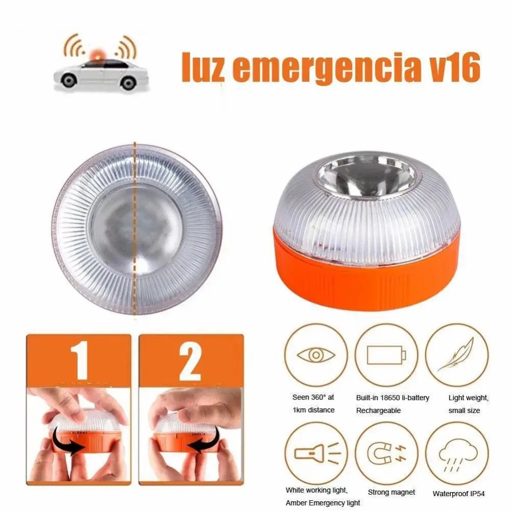 Rechargeable V16 Explosion Flashing Light LED Emergency Help Flash Light Magnetic Induction Strobe Flashing Warning Light