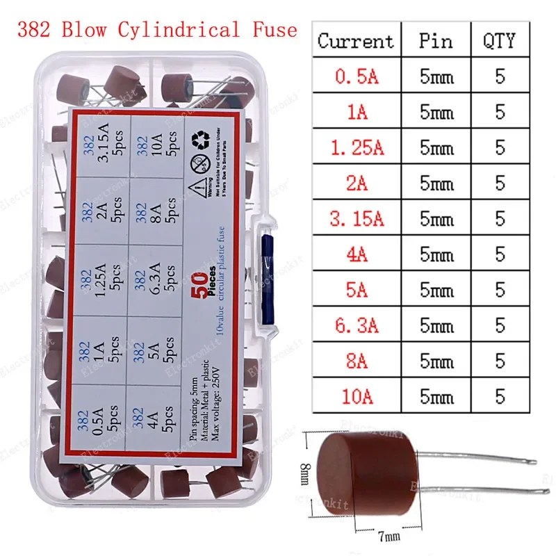 5x20 5x25 6x30 3.6x10 มม.ช้า Fast Blow แก้วเซรามิคฟิวส์สายไฟผสมชุด 0.1A0.2A0.5A1A2A3.15A4A5A6.3A8A10A15A16A20A30A