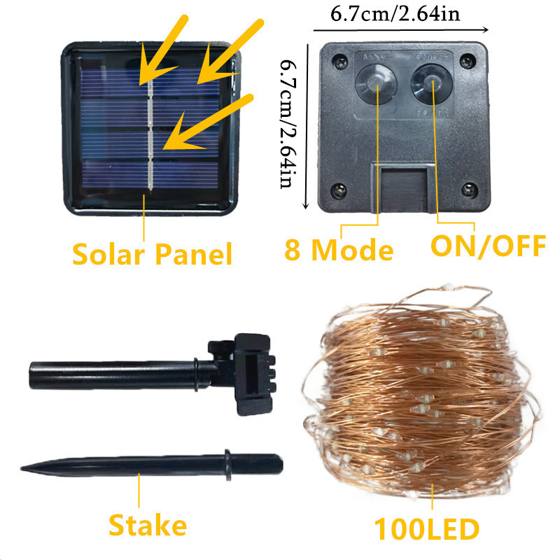 Luce solare esterna impermeabile 50/100/200/300 stringa di lampada a LED per le vacanze festa di natale fata luci ghirlanda da giardino
