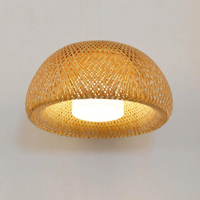 Lámpara colgante de bambú de estilo chino, longitud de línea de 1,5 m, candelabros de cafetería, luz de techo, cafetería para decoración para sala de estar, luces led