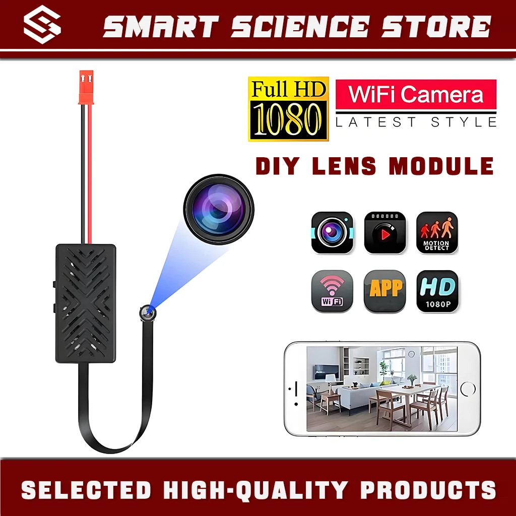 1080P DIY WIFI Мини-модуль камеры Обнаружение движения Спортивная камера DV P2P Видеорегистратор Домашняя видеокамера безопасности Пульт дистанционного управления
