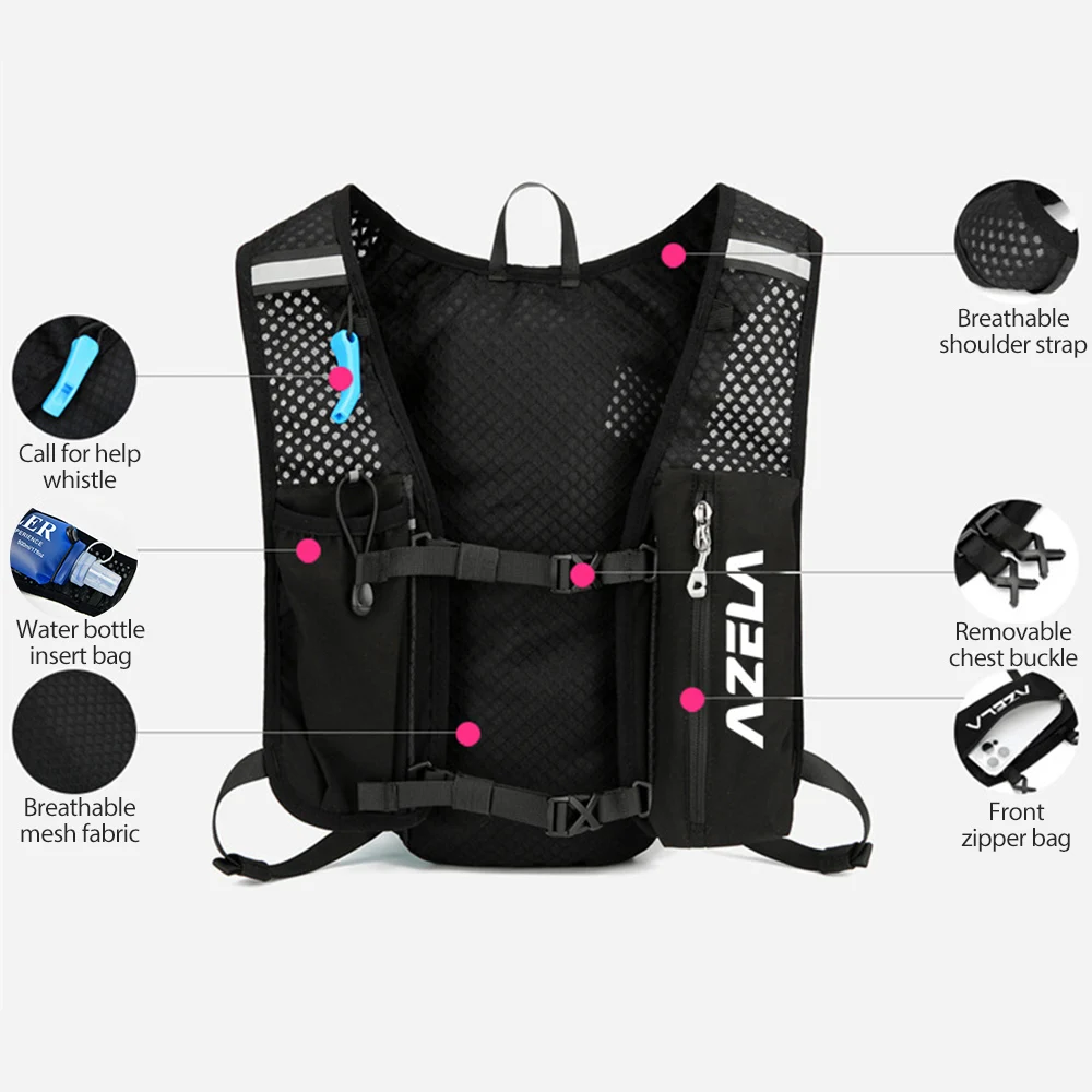 Gilet d'hydratation respirant 5L, sacs à dos légers pour course à pied, cyclisme, Jogging, Marathon, équitation, vélo, escalade