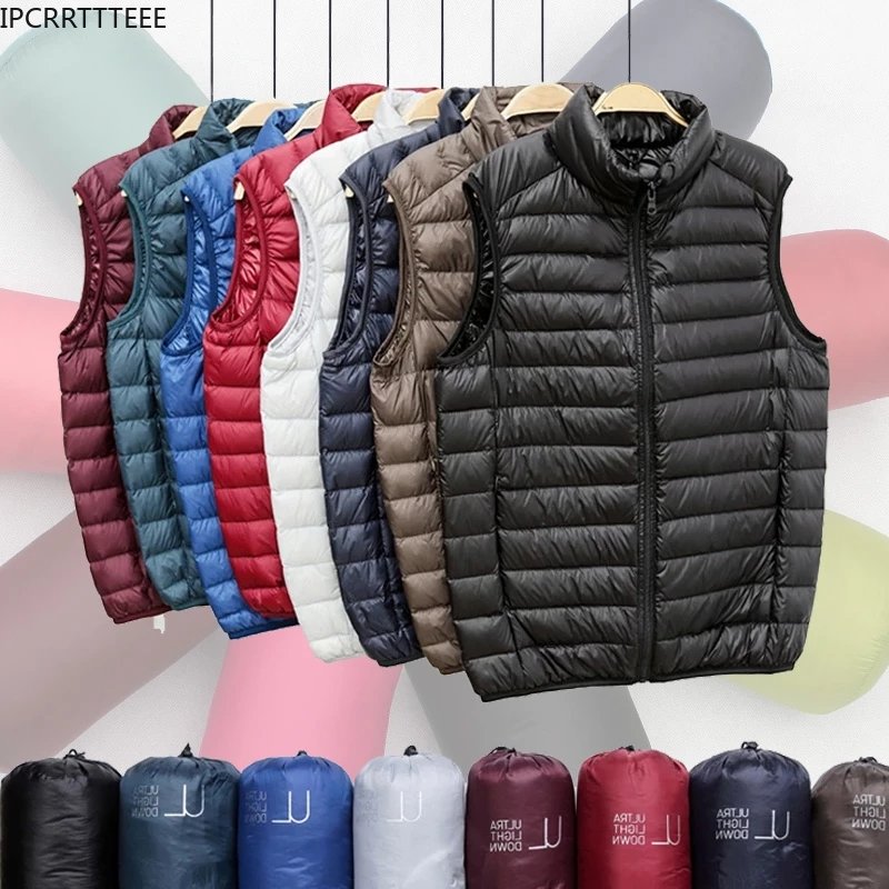 Autumn Winter Men Duck Down Vest 2023 Coat Ultralight Sleeveless Puffer Vest Jacket Ultra Thin Lightweight Down Jacket Waistcoat