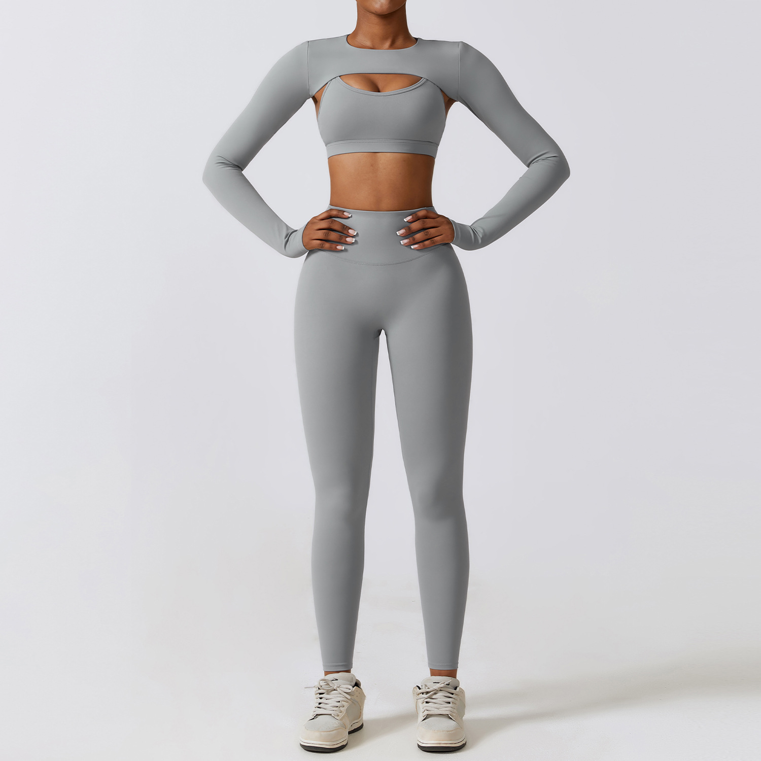 Ropa deportiva para mujer, conjunto de Yoga, ropa de entrenamiento, ropa atlética, Legging deportivo para gimnasio, sujetador de Fitness, Top corto, traje de Yoga de manga larga, 2/3 Uds.