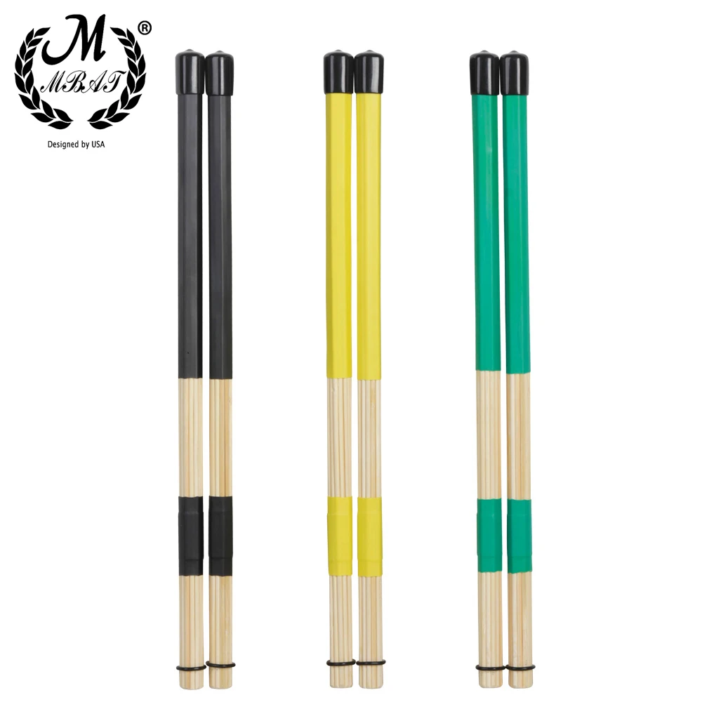 M MBAT 1 par 40CM cepillo de tambor de bambú de alta calidad baquetas varillas de tambor de Jazz cepillos varilla accesorios de percusión piezas