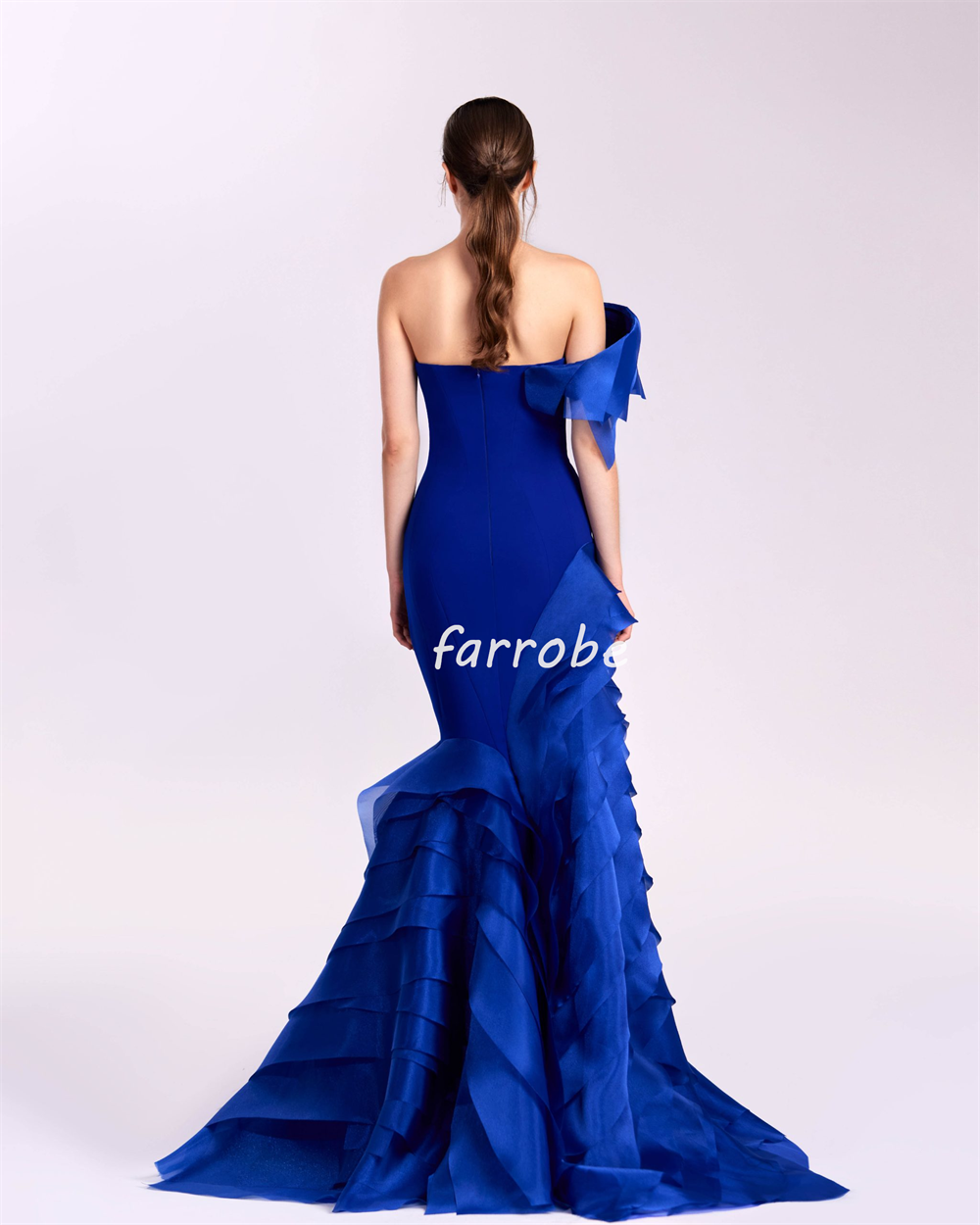 Maßgeschneiderter moderner Stil, modisch, Jersey-Falten, gerüscht, Meerjungfrau, One-Shoulder-lange Kleider, maßgeschneiderte Anlasskleider, klassisch, elegant