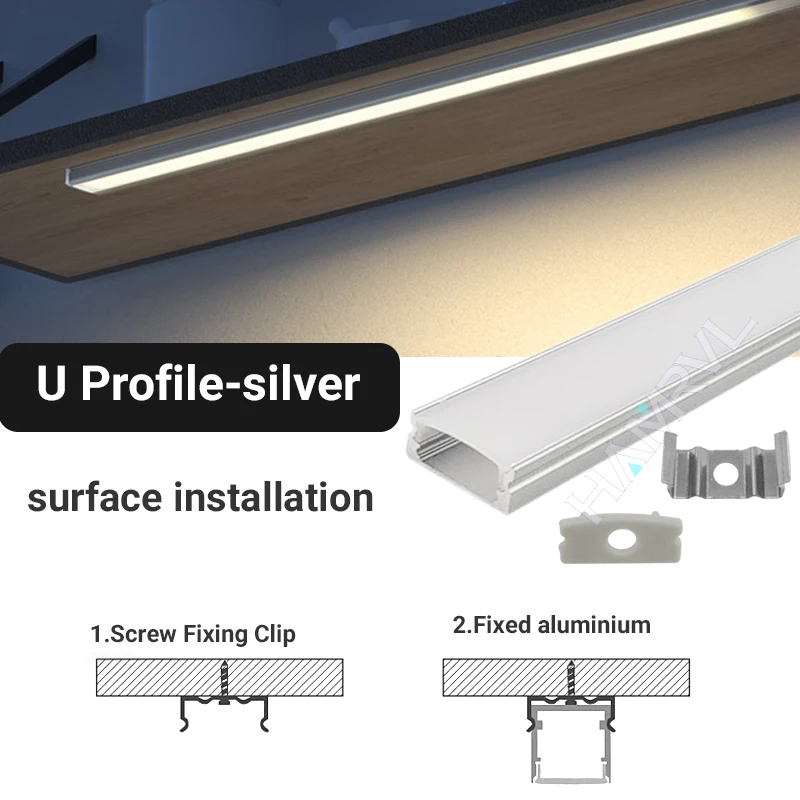 0.5M 2-30pcs Led Profilo In Alluminio Canale Diffusore Supporto a Forma di U Nero/argento Barra Luminosa Lineare Soffitto Parete Angolo illuminazione