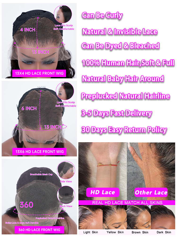ブラジルのナチュラルヘアウィッグ,滑らかなカット,13x4,HD 13x6,事前に摘み取られた360,40インチ,女性用