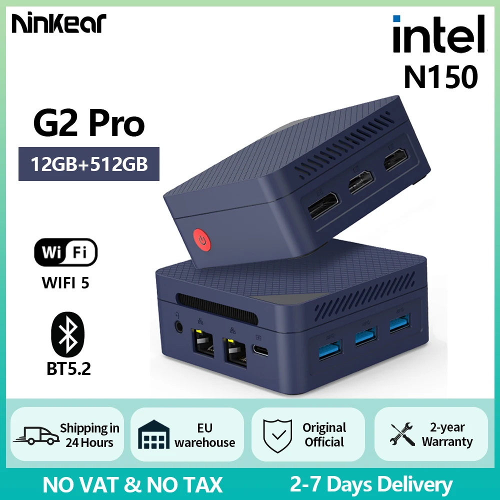 Ninkear G2 Pro Mini-PC Mini-Computer Intel N150 bis zu 3,6 GHz 12 GB DDR5 512 GB M.2 SSD Win11 Pro Desktop-Computer Mini-Desktop-PC