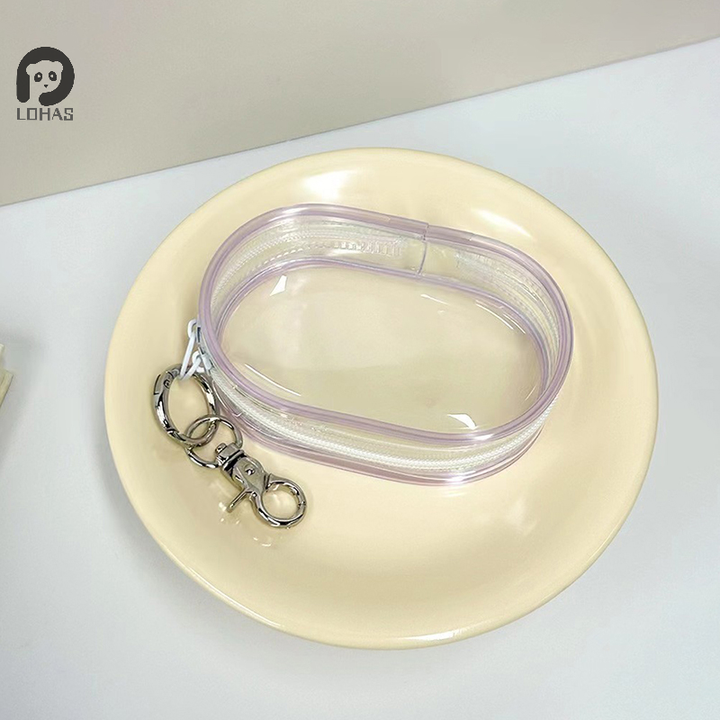 กล่องลึกลับกระเป๋ากล่องเก็บโปร่งใสพลาสติกกล่องเครื่องประดับพร้อมพวงกุญแจกระเป๋าตุ๊กตาน่ารักเคสกันฝุ่น1ชิ้น