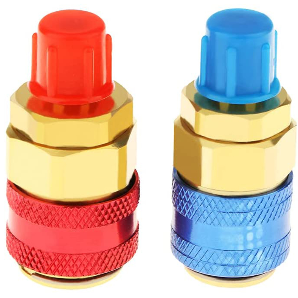 R134A Lage Hoge Auto Snelkoppeling Connector Messing Adapters Auto Airconditioning Koelmiddel Verstelbare AC Manometer