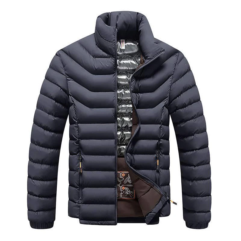 Inverno quente acolchoado jaquetas moda masculina gola de algodão térmico parkas casacos masculinos engrossar blusão jaquetas roupas
