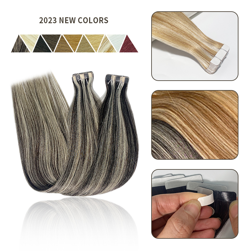 เทปต่อผมมนุษย์ธรรมชาติที่มองไม่เห็น SKin Weft 18 "-30" เครื่อง Remy กาวสองหน้ามนุษย์ผม