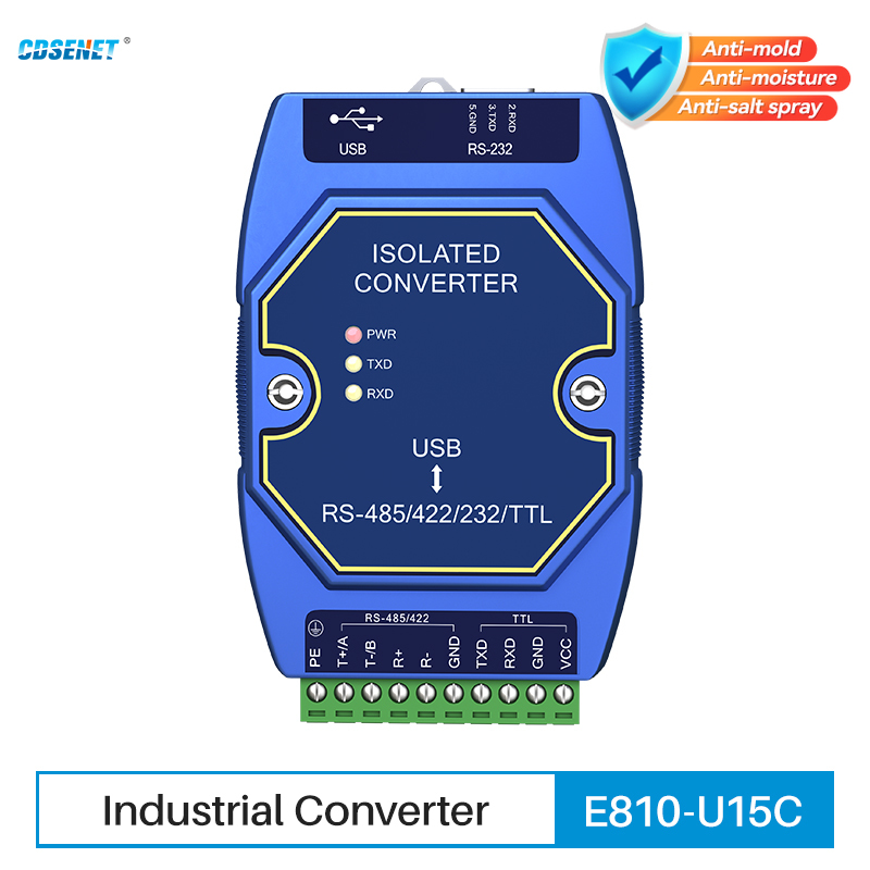 Usb zu rs485 rs422 rs232 ttl industrieller wandler cdsenet E810-U15C ch340 leistungs signal isolation typ-c 3,5 v/5v ttl
