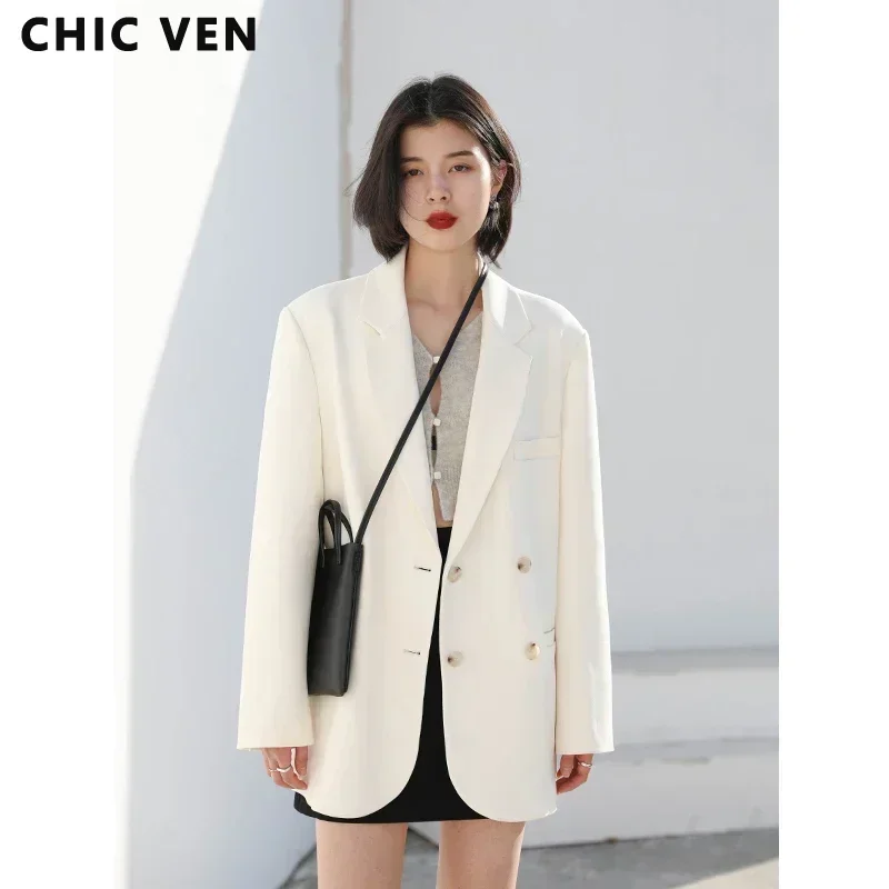Sang Trọng VEN 2021 Thời Trang Áo Blazer Nữ Công Sở Tay Dài Đôi Ngực Trung Dài Áo Khoác Thường Nữ áo Khoác Thời Trang Hàng Đầu