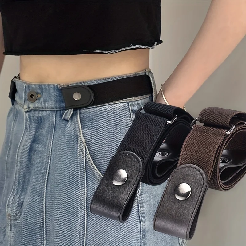 Cintura da donna semplice e alla moda cintura elastica da uomo pigra tessuta Jeans Unisex invisibili e senza cuciture lunghezza regolabile