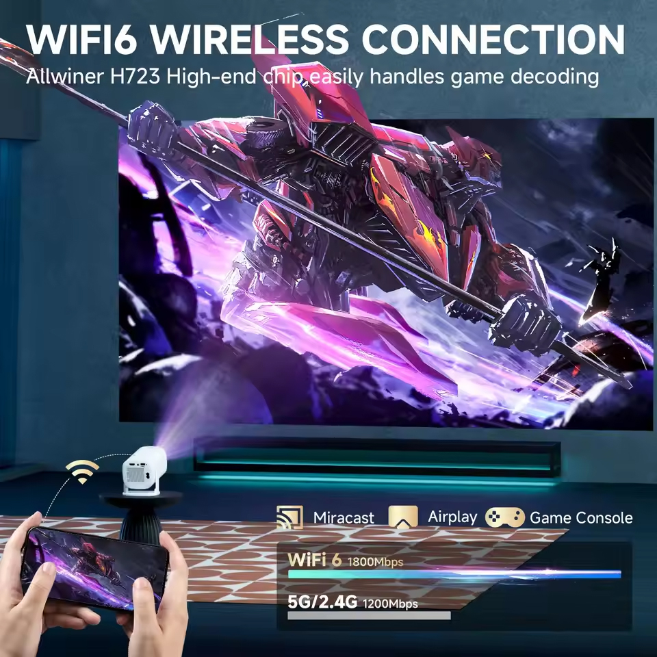 Ourdoor Smart P30PRO Mini Projector Linux System WiFi6 BT 5.0 Support 4K 1280*720P Smart Home Cinema Outdoor Portable Projector