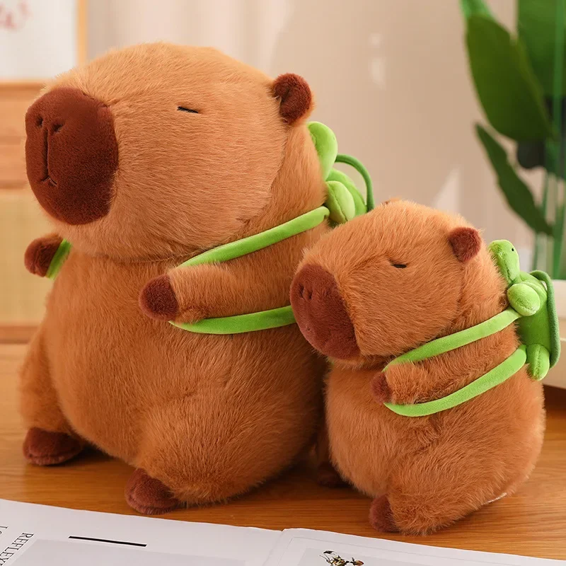 Süßes Capybara-Plüschtier, Kuscheltiere, Capybara mit Schildkröten-Rucksack, Kapibala, weiche Puppe, Kinderspielzeug, Geburtstag, Weihnachten, Geschenk