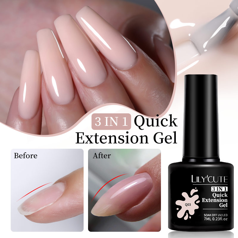 LILYCUTE 7ML Quick Extension เล็บเจล Vernis กึ่งถาวรอะคริลิคคริสตัลสีขาว Clear Nude Gel เล็บ UV เจลก่อสร้าง
