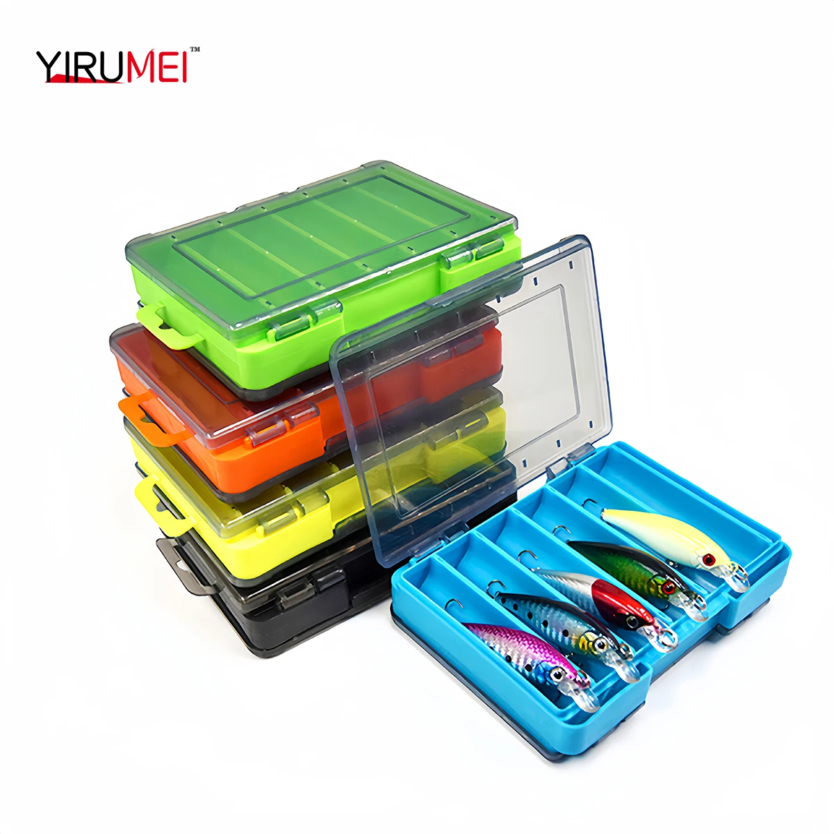 Caja de aparejos de pesca de doble cara, caja de almacenamiento de 12 celdas para cebo, señuelo, gancho, accesorios de herramientas de pesca, caja de almacenamiento para Wobblers