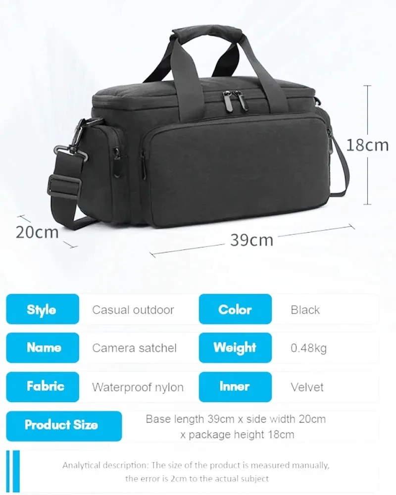 Bolsa para câmera de viagem, bolsa de ombro para câmera, resistente à água, à prova de choque para câmera sem espelho com divisórias removíveis e alça de ombro