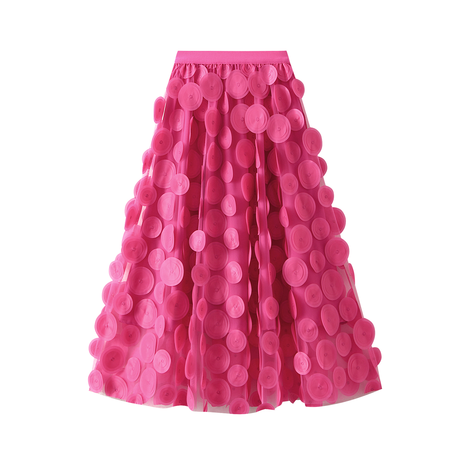 Vrouwen Tule Tutu Rok Effen Kleur 3D Dot Elastische Mesh Fee A-lijn Rok voor Beach Party Streetwear