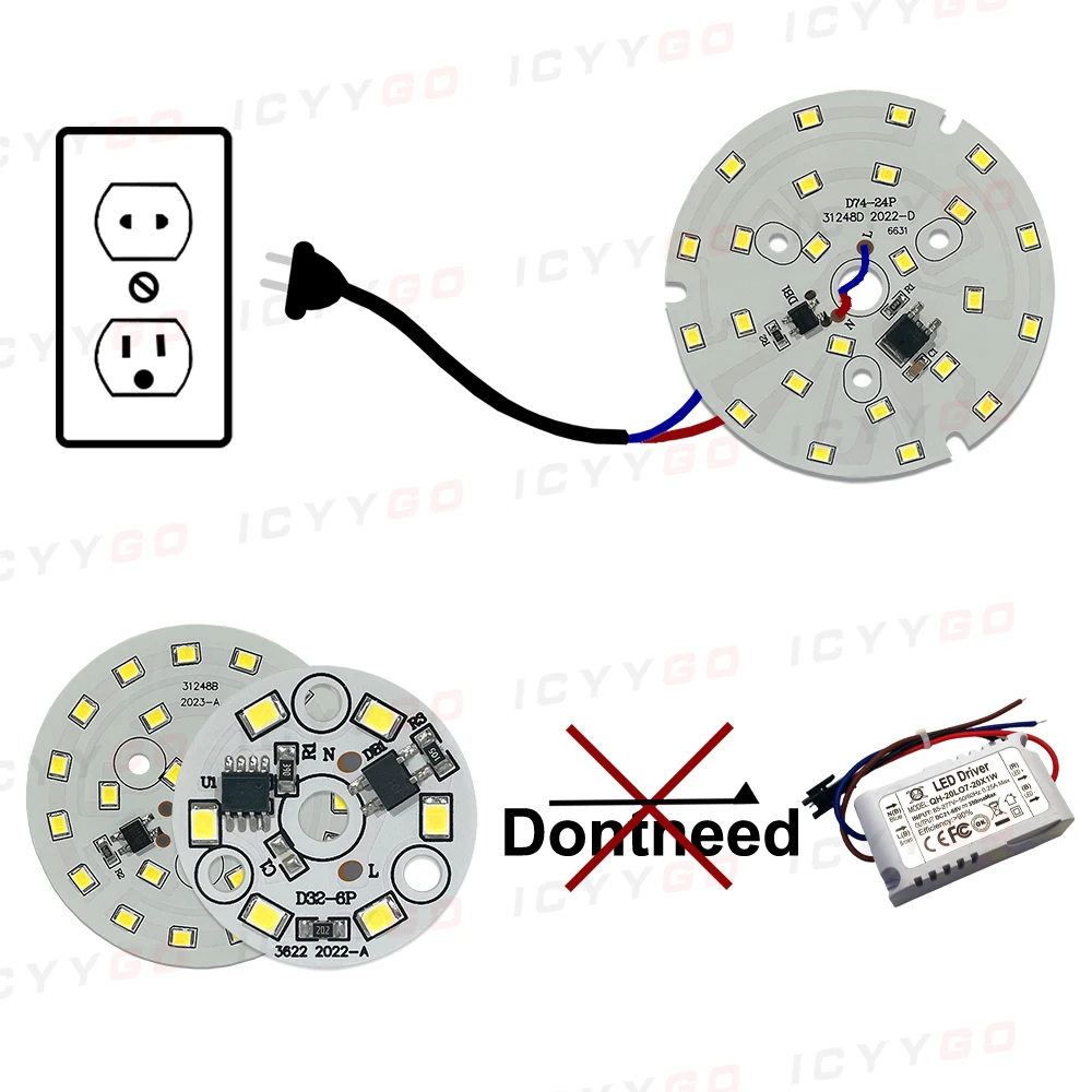 1 Piece LED Panel Light AC220V Driver-Free 15W 18W 24W 40W 80W 100W For Ceiling Light Source Square Round PCB Board Panel Light