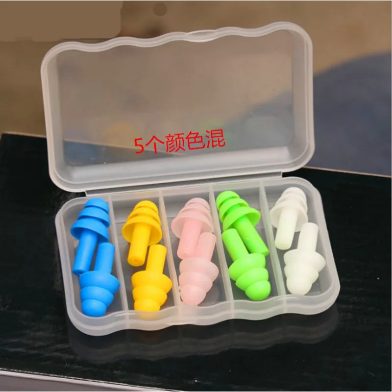 Tappi per le orecchie in silicone morbido per adulti e bambini Tappi per le orecchie da nuoto impermeabili Clip per le orecchie antirumore, Nuotatori Immersioni 5 paia per scatola