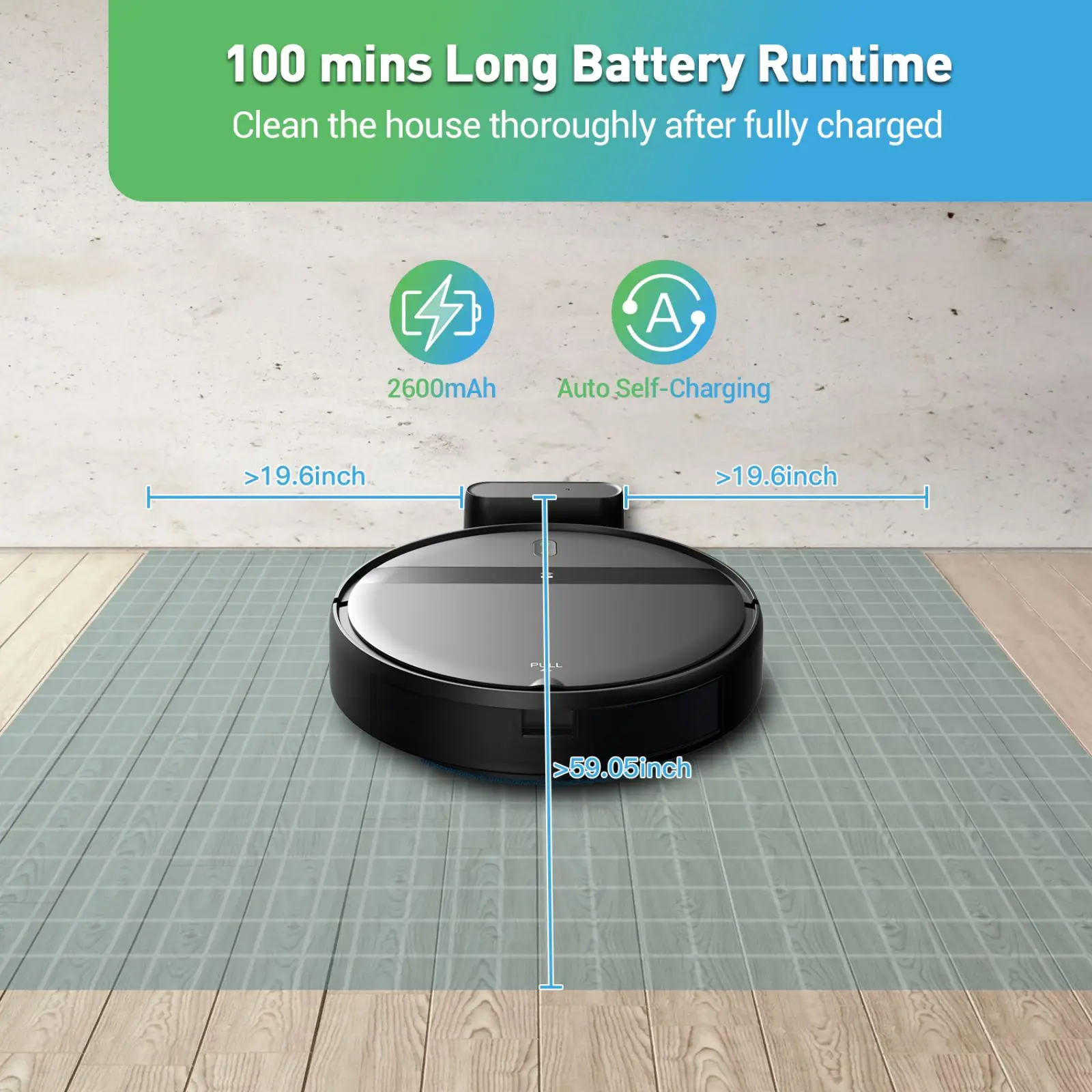 GOOVI G20 Roboter-Staubsauger, 6000 Pa, automatische Reinigung, 3-in-1, Mopp und Sweep, 2500 mAh Akku, Smart WiFi, leise, starke Saugkraft für Tierhaare