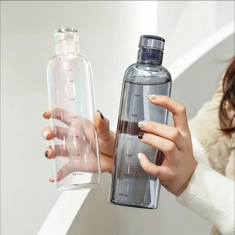 Elegante bottiglia d'acqua a tenuta stagna da 500 ml con scala temporale Resta idratato quotidiano leggero e portatile per fitness e avventure all'aria aperta