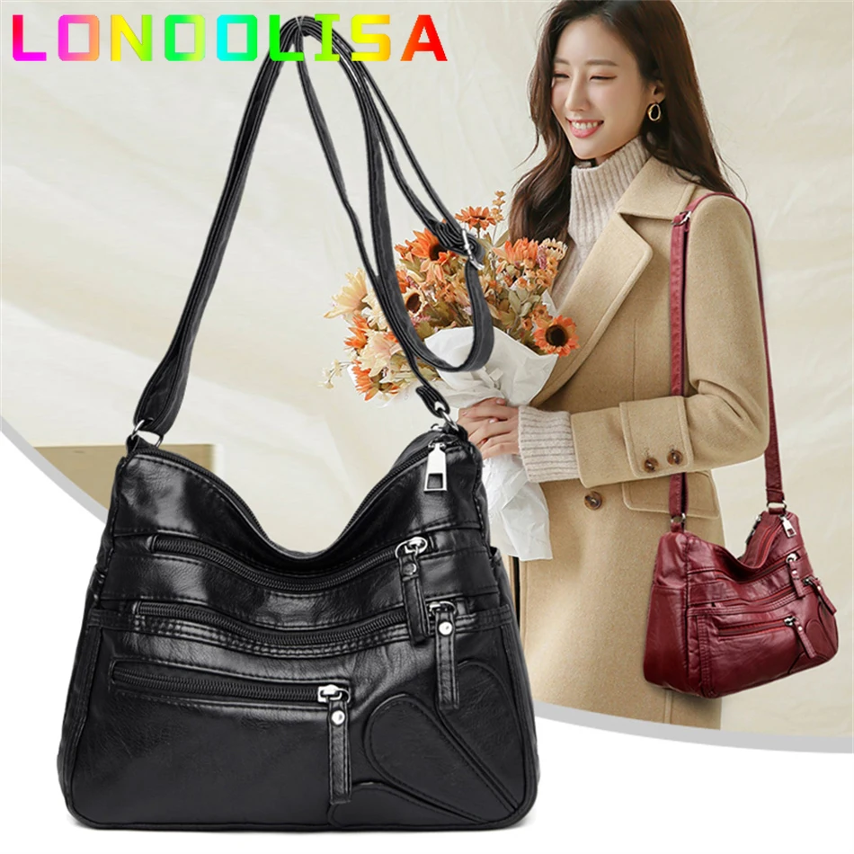 คุณภาพสูงผู้หญิงหนังนุ่มไหล่กระเป๋า Multi-Layer กระเป๋าคลาสสิก Crossbody กระเป๋าออกแบบกระเป๋าถือและกระเป๋า