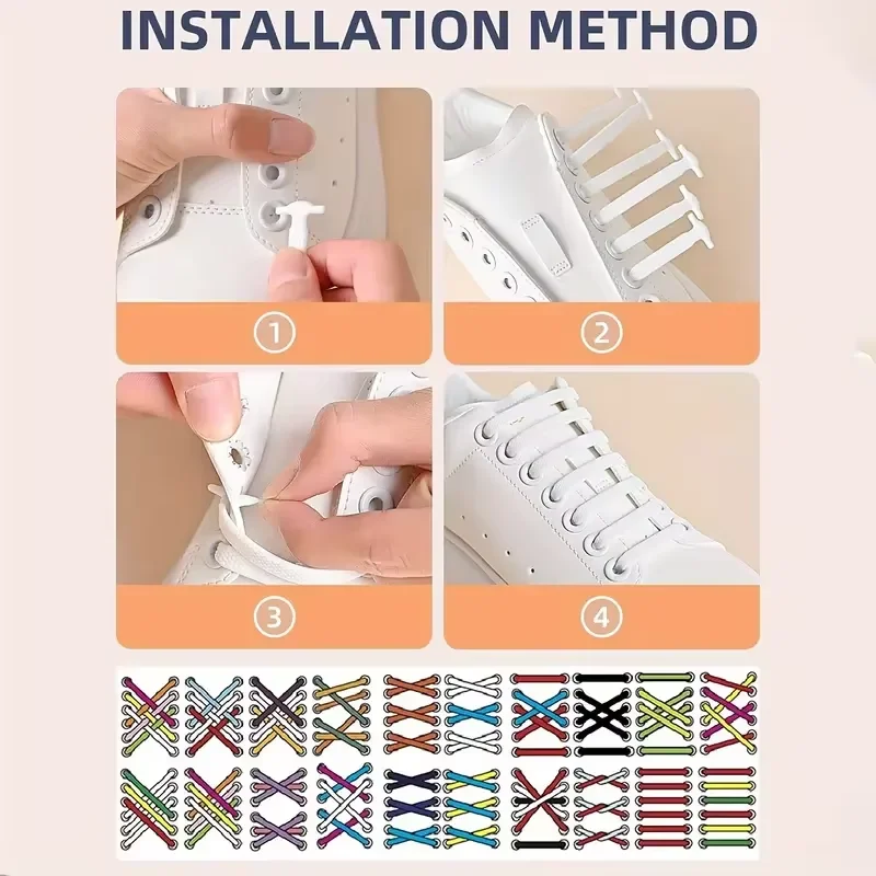 16 unids/pack cordones elásticos de silicona sin cordones-cordones prácticos, elásticos y flexibles para zapatillas de deporte, zapatos casuales y calzado deportivo