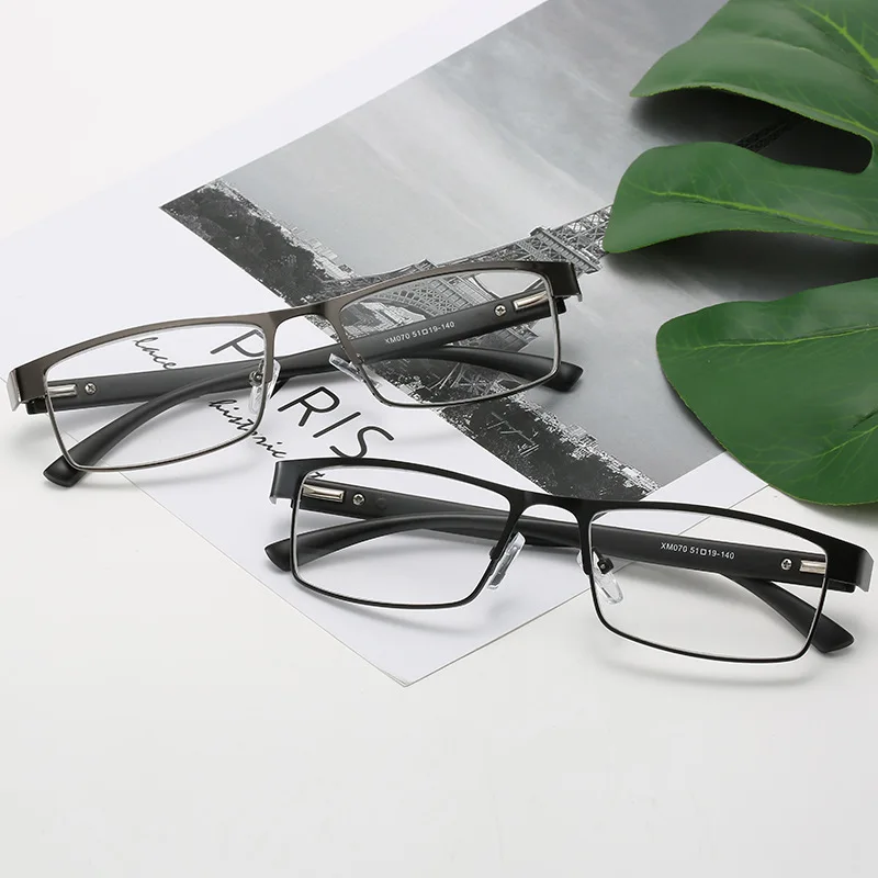 Óculos de leitura para homens, óculos com bloqueio de luz azul, anti uv, armação de metal com dobradiça de mola para alcance médio e próximo, 1 peça
