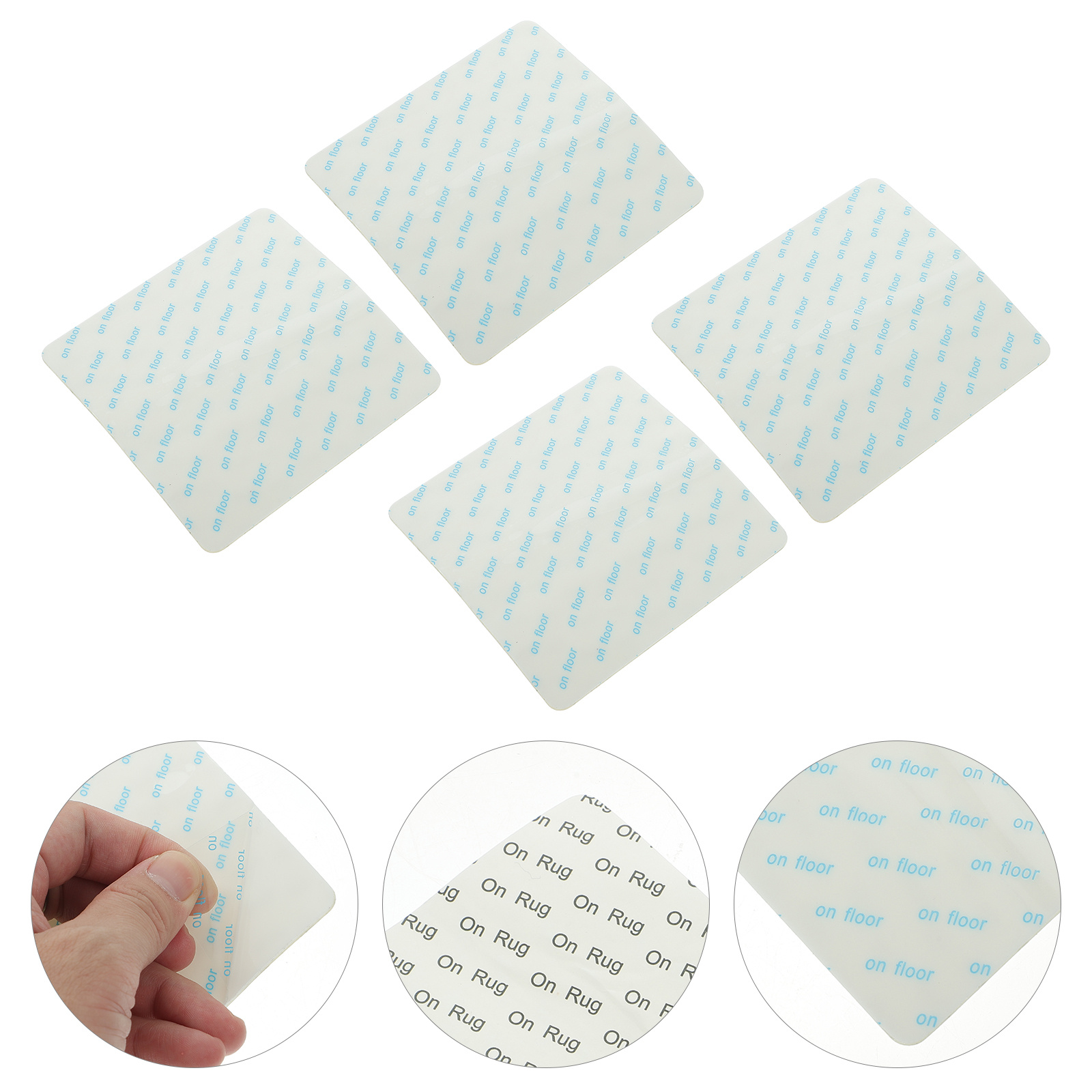 8pcs Anti-Slip Rug Tape Double Sided Carpet Gripper For Hardwood Floors Tile Laminate Marble Rubber Wall Non-Damaging No Residue