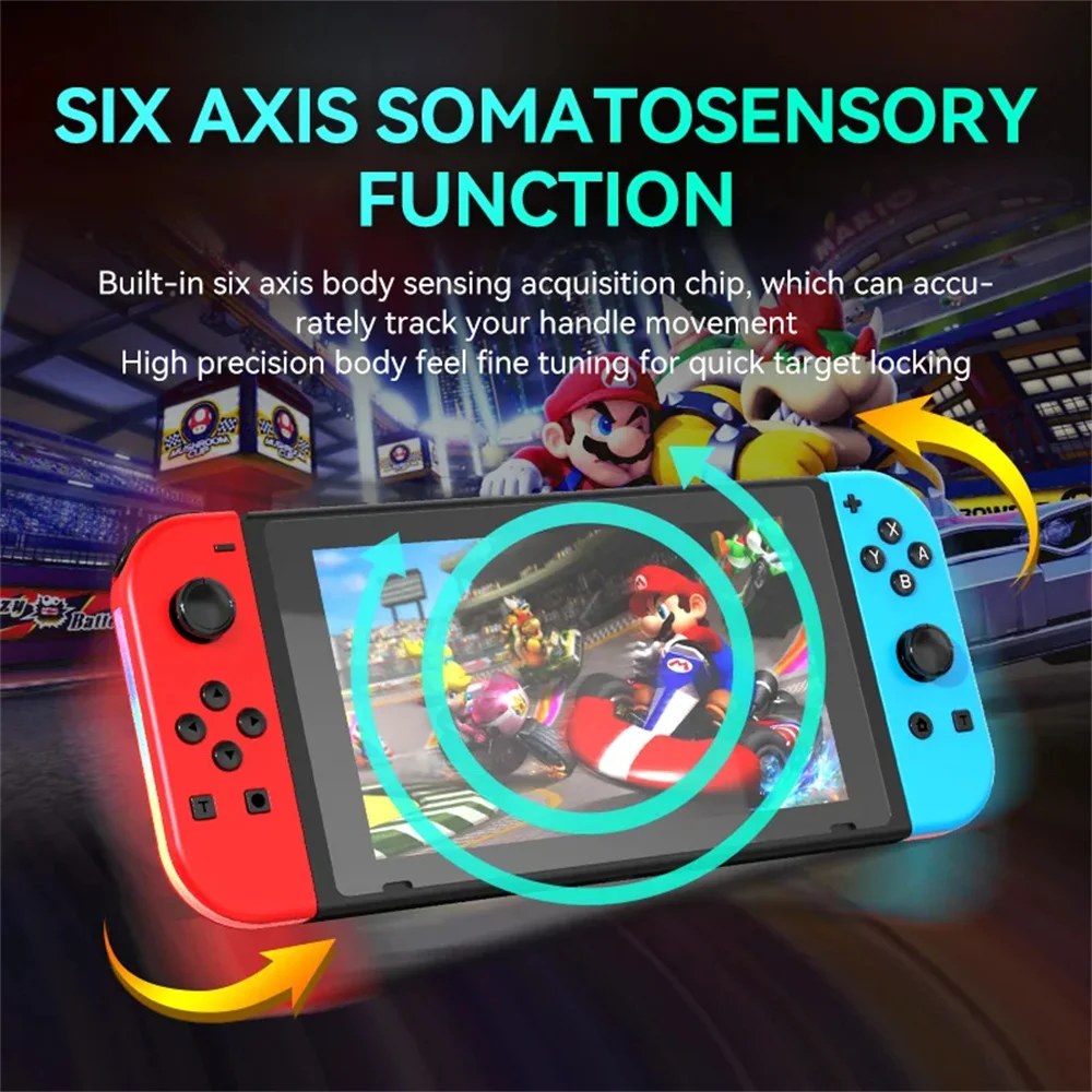 BT 5,2 Joy Controller RGB LED Switch L/R Joypad para Nintendo Switch/Lite/Oled JoyCon Gamepads Joystick con doble vibración