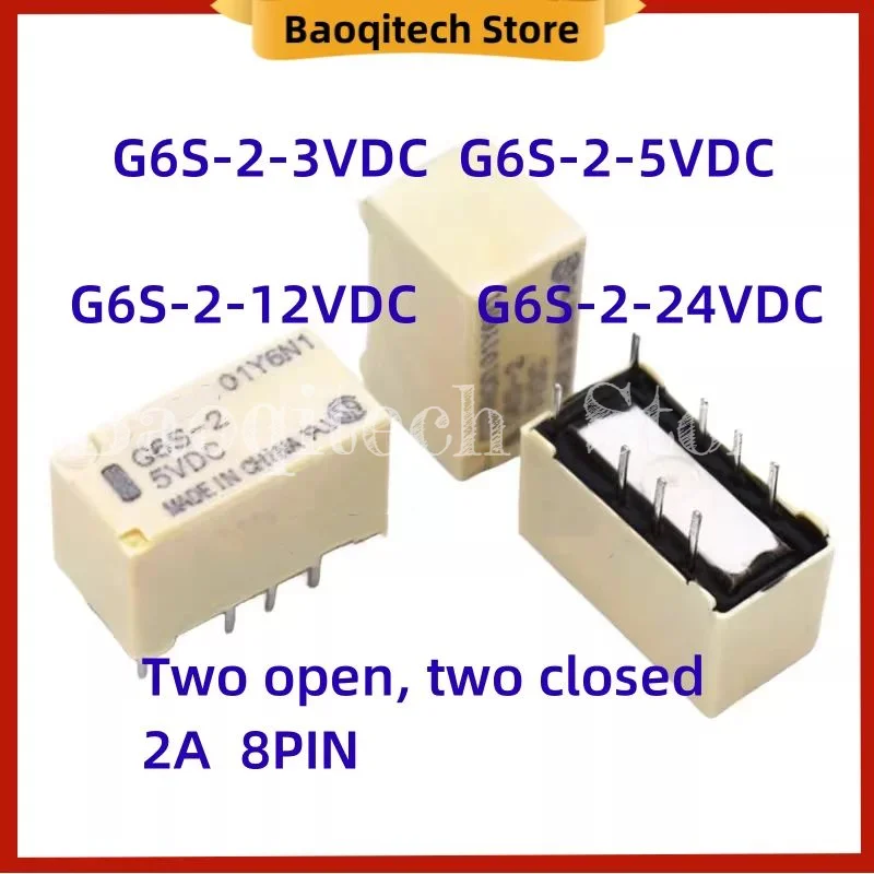 G6S-2-3VDC G6S-2-5VDC G6S-2-12VDC, relé de señal de 8 pines, 5V, 12V, 24V, 2A, Mini interruptor de señal