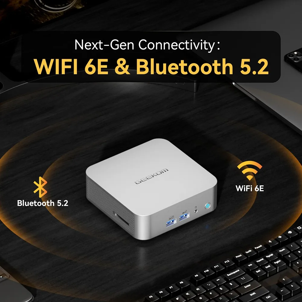 Geekom a8 ai mini pc, amd ryzen 9 8945hs 8 kerne max 5,2 ghz, 32gb DDR5-5600 ram 2tb pcie 4,0 ssd, wifi 6e bluetooth 5,2