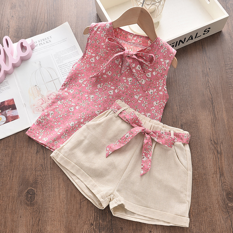 Nuovi vestiti estivi per neonate bambini gilet senza maniche pantaloncini 2 pezzi/set abbigliamento per bambini costume di moda infantile tute per bambini