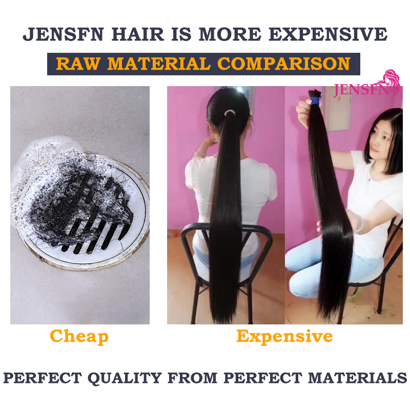 JENSFN extensiones de cabello humano de punta plana de fusión recta 16 "-26" pulgadas 1g/hebra 100 unids/set extensiones de cabello Natural cápsula de queratina