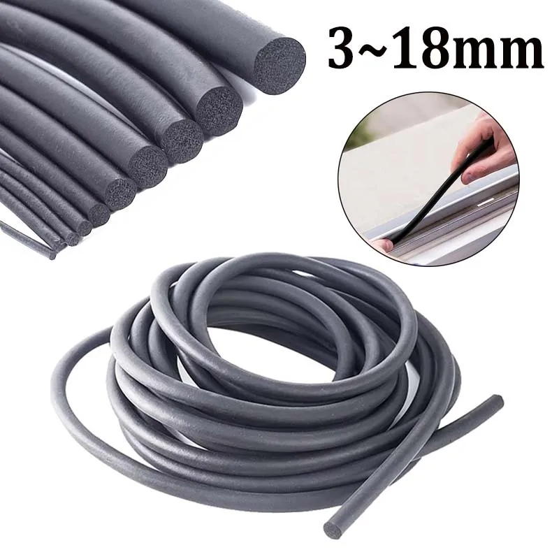 Черная уплотнительная лента из пенопласта EPDM, круглая губчатая планка для уплотнения двери шкафа 2/3/4/5/6/7/8/9/10/12/15/18 мм
