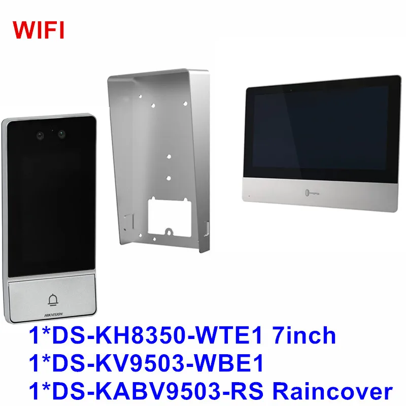 Hik Wireless IP Video System DS-KV9503-WBE1 Facial Recognition Door Station POE WIFI 7Inch Indoor Monitor Display and Rain Cover