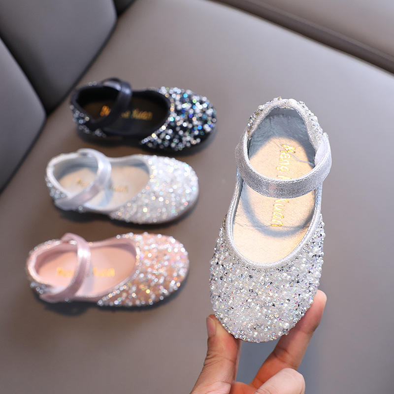Herbst Mädchen Strass Leder Schuhe 2022 Frühling Perle Bogen Prinzessin Schuhe Weiche Kinder Baby Kleinkind Einzelnen Schuhe G06