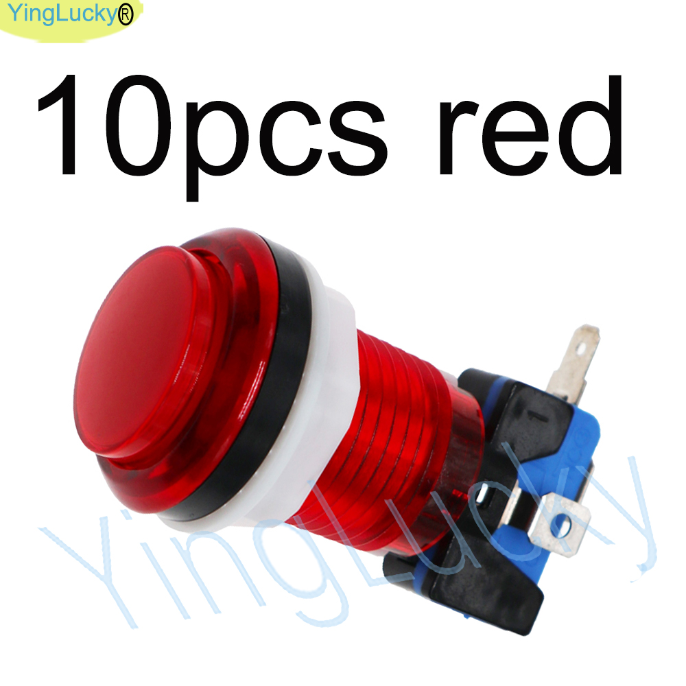 10pcs Arcade LED Button 12V 30mm botones arcade with microswitch for Arcade diy kit parts replacement Arcade push button
