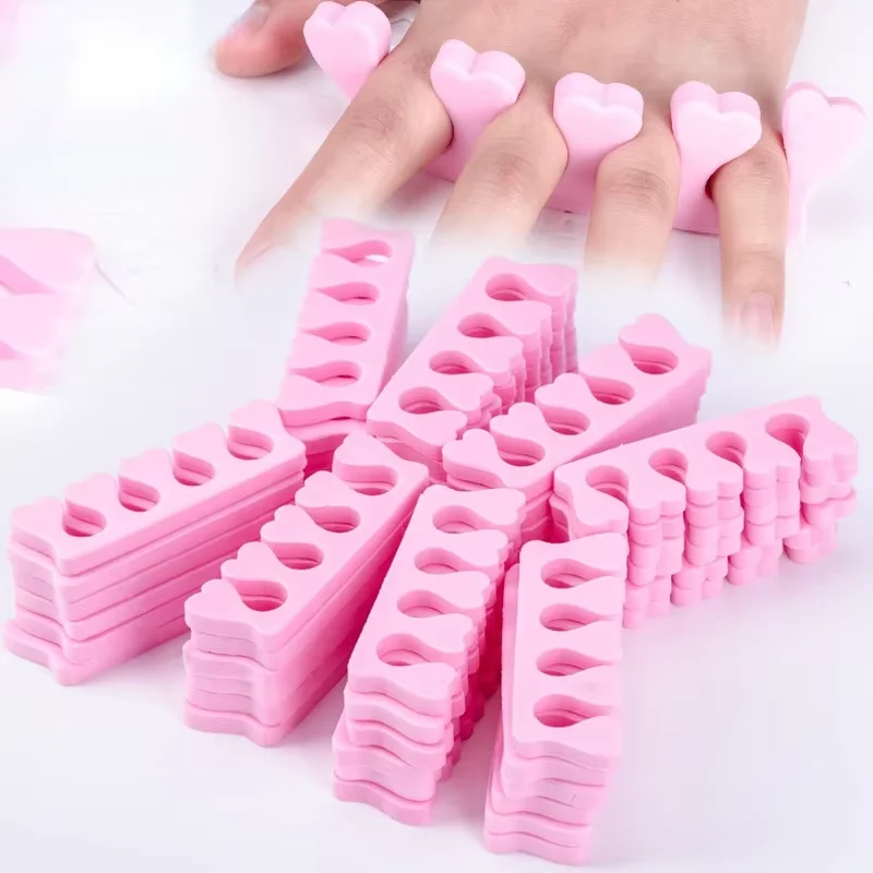 Yikoolin 100 pçs separadores de dedo do pé macio dedos pés ferramentas da arte do prego flexível coração design prática da arte do prego manicure pedicure
